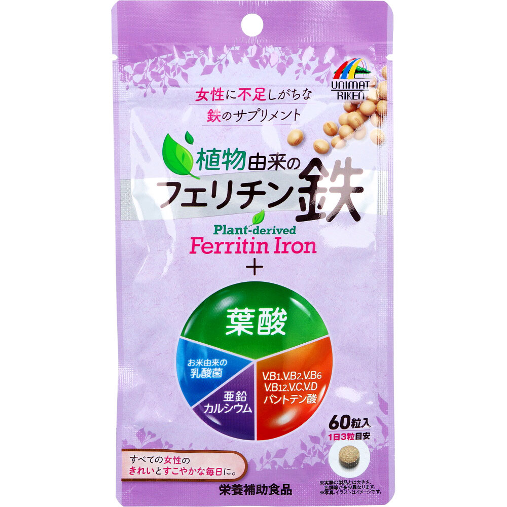 ※[4月26日まで特価]植物由来のフェリチン鉄+葉酸 60粒入