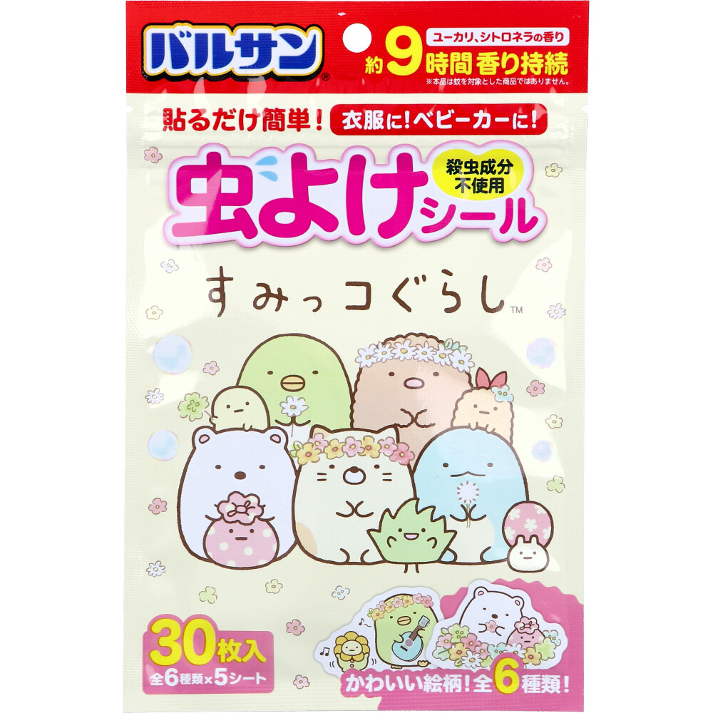 バルサン すみっコぐらし 虫よけシール ユーカリ、シトロネラの香り 30枚入