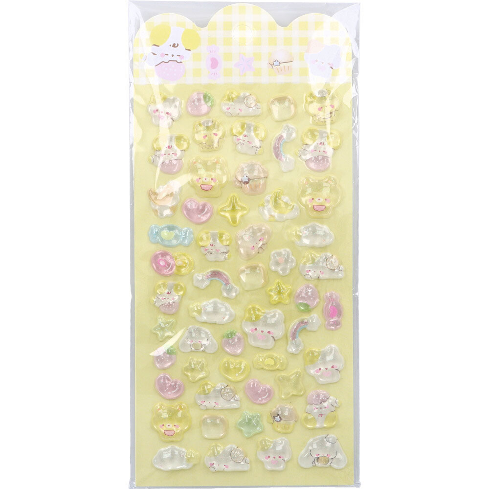 ぷくぷくシールファンシーアソート ぷくちゅるシール イエロー 1枚入