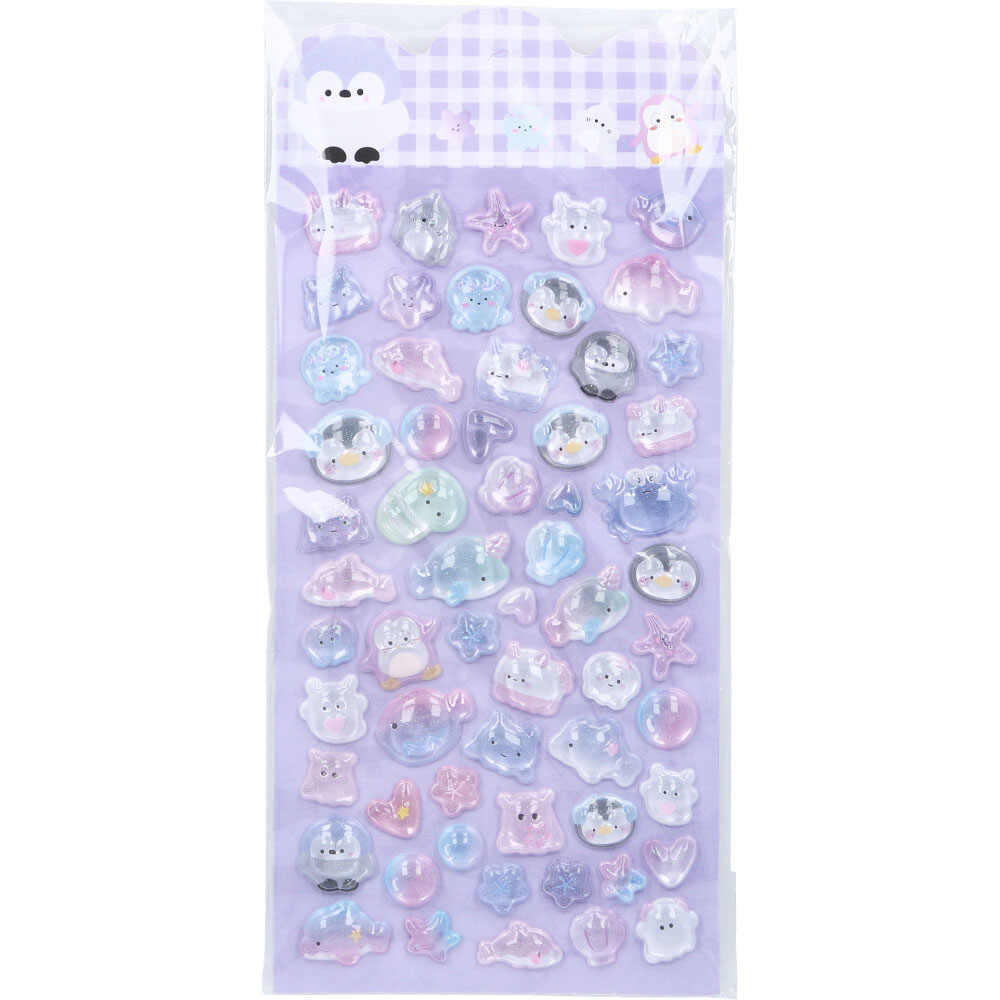 ぷくぷくシールファンシーアソート ぷくちゅるシール パープル 1枚入