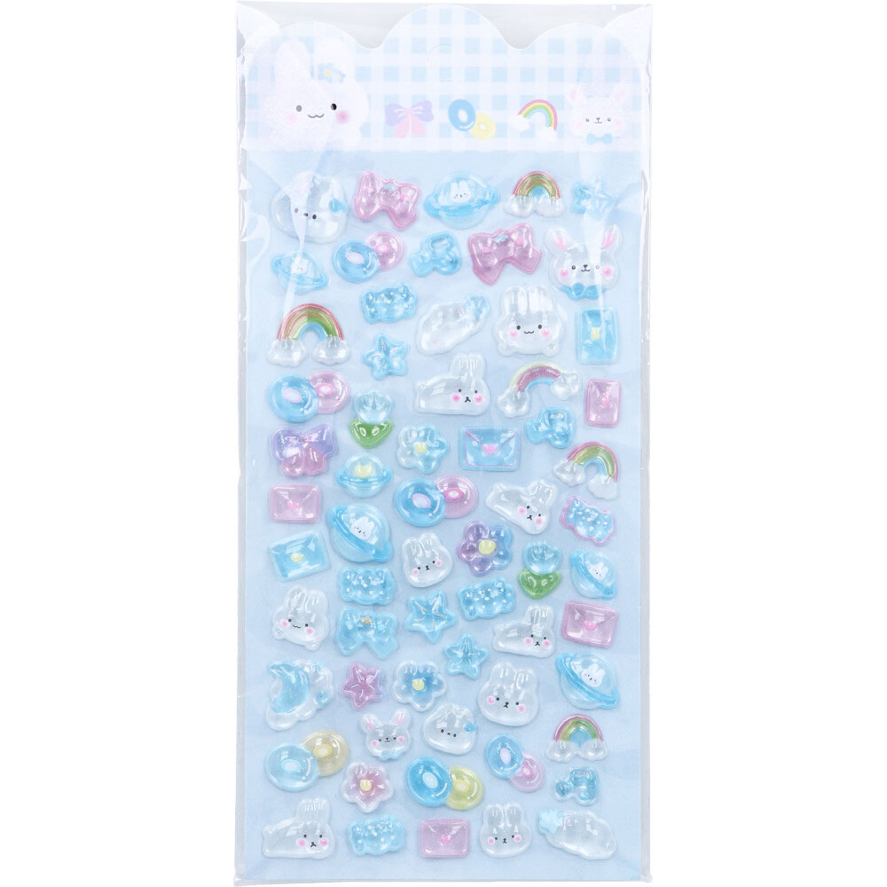 ぷくぷくシールファンシーアソート ぷくちゅるシール ブルー 1枚入